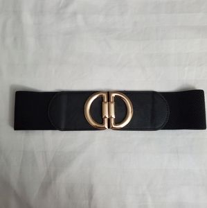 Black Stretch Belt with Gold Clasp